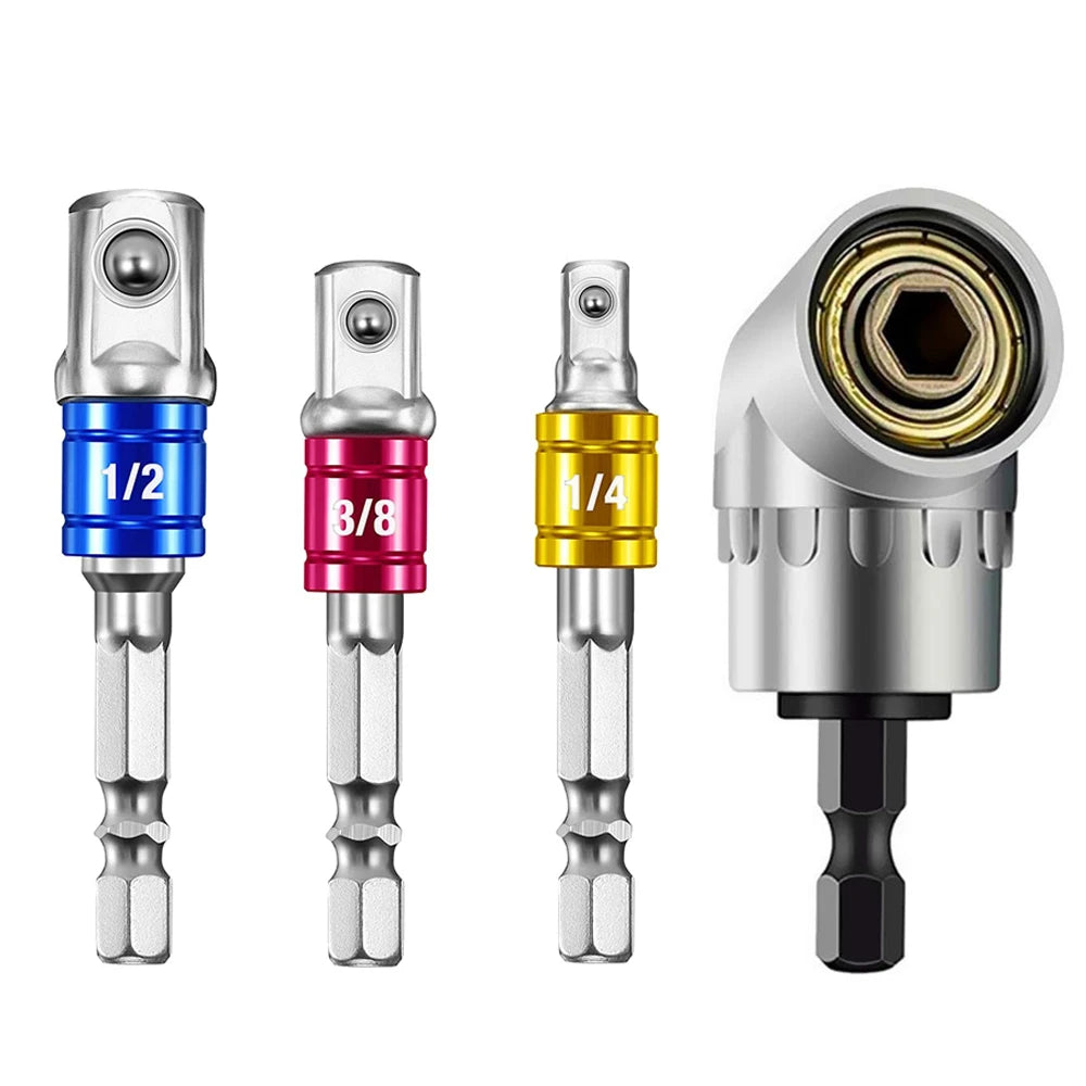 Impact-Grade 105° Angle Socket Adapter Right Angle Drill Driver Extension Screwdriver Bit Holder