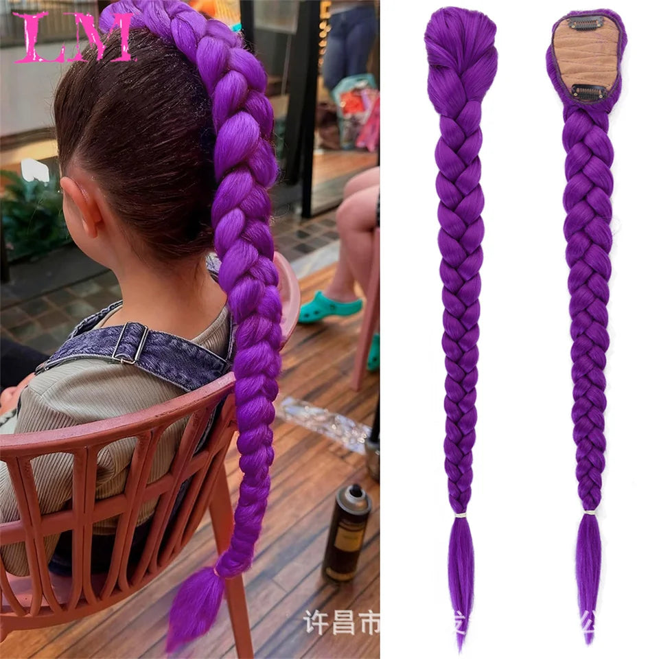 32-Inch (81 cm) Purple Synthetic Braiding Hair Extensions, 100 g – Long Straight Braids for Cosplay & Parties