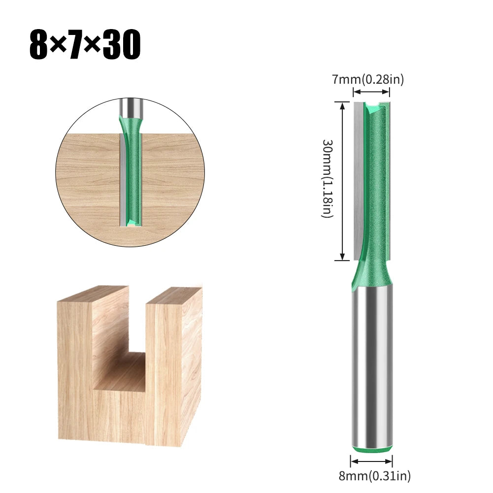 Tungsten Carbide Router Bit 3-20mm (0.12-0.79 in) Diameter, 8mm (0.315 in) Shank, Single/Double Flute Straight Bit for Woodworking