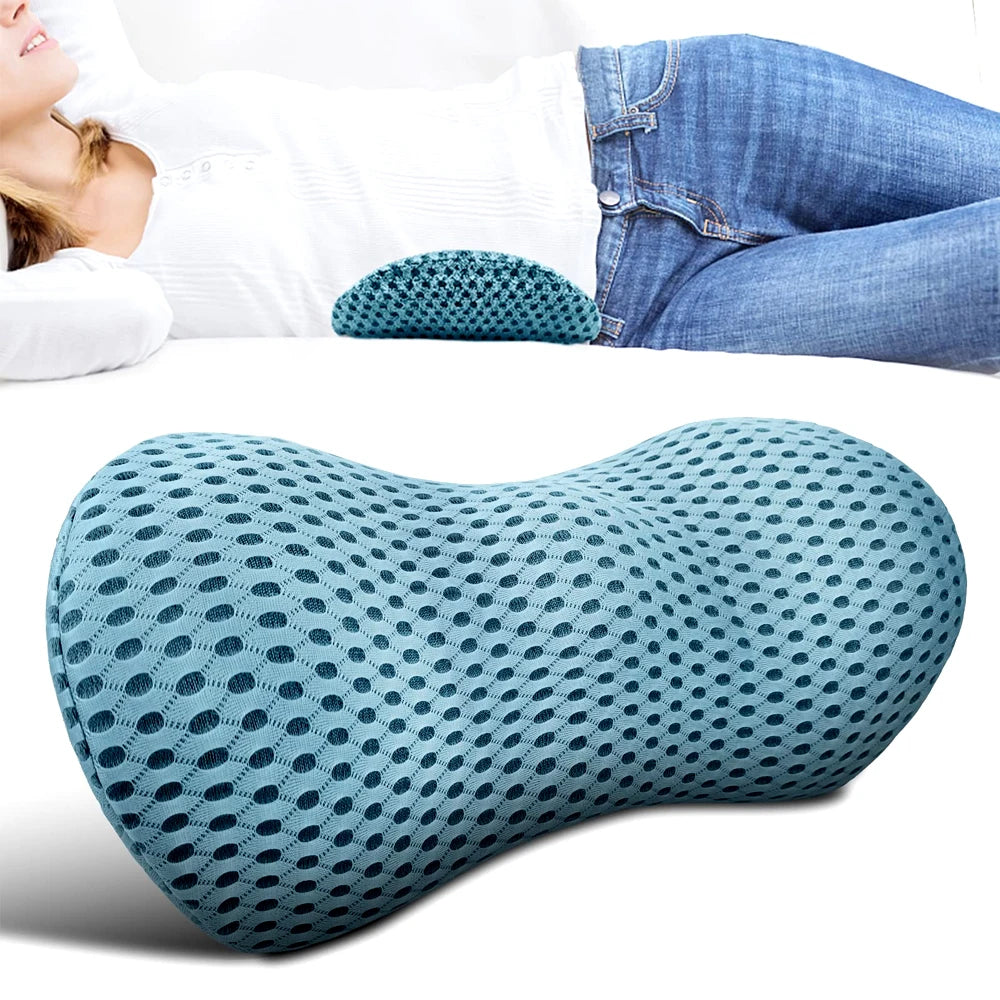 Breathable Memory Foam Lumbar Support Pillow for Car Seat & Bed Waist Cushion (1pc)