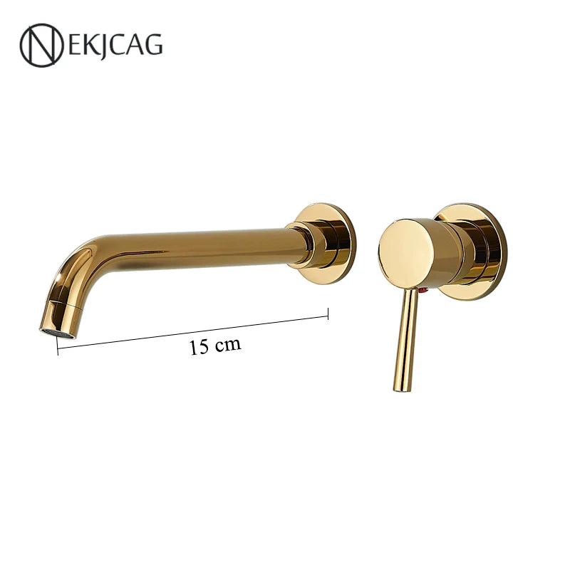 Wall-Mount Single-Handle Basin Faucet – Polished Gold, Matte Black or Chrome Bathroom Sink Mixer (Hot & Cold)