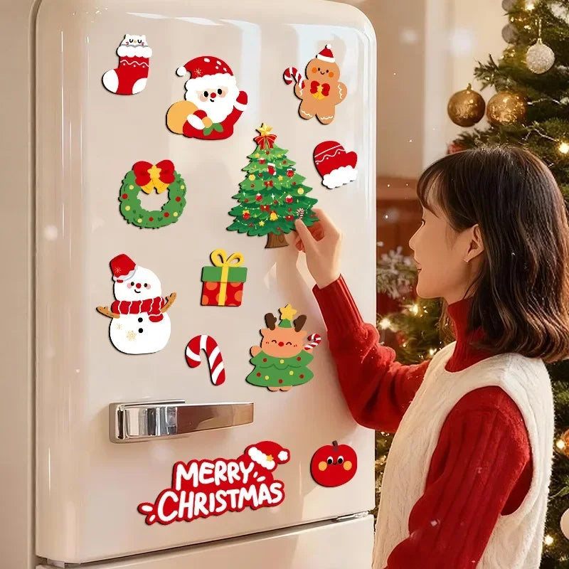 12-Pack Christmas Fridge Magnets – Cute Christmas Tree Magnetic Stickers for Refrigerator, Holiday Party Gifts