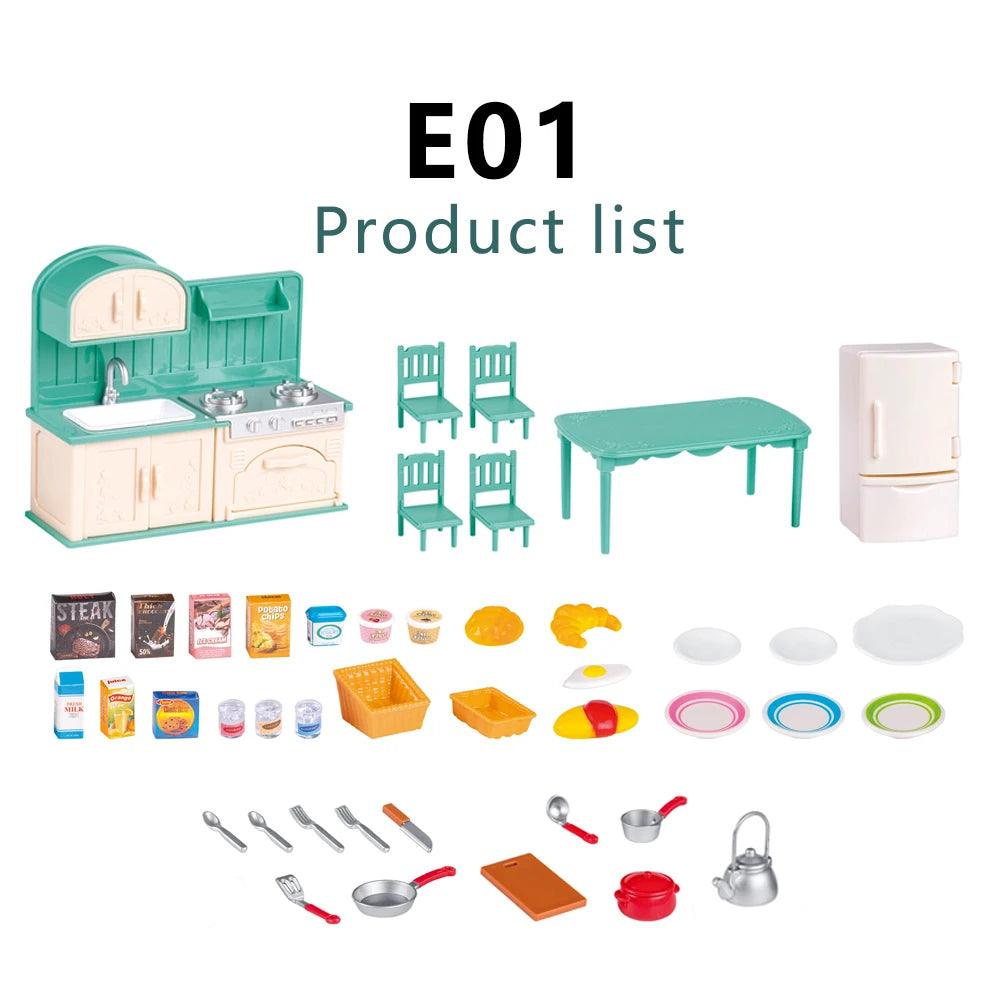 1:12 Miniature Dollhouse Furniture Set - Bathroom, Kitchen & Living Room Accessories Toy Gift for Kids