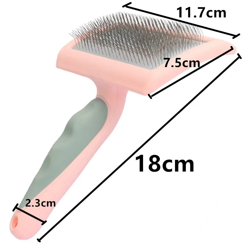 Stainless Steel Pet Grooming Brush for Dogs & Cats – Massage Hair Remover with Soft Handle