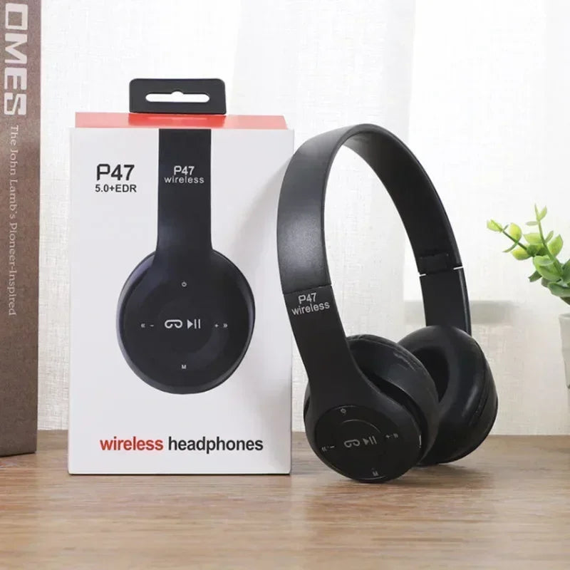 Wireless Bluetooth 5.0 Headphones with Microphone, Foldable Over-Ear HiFi Bass Stereo Headset for Smartphones, TV & Gaming