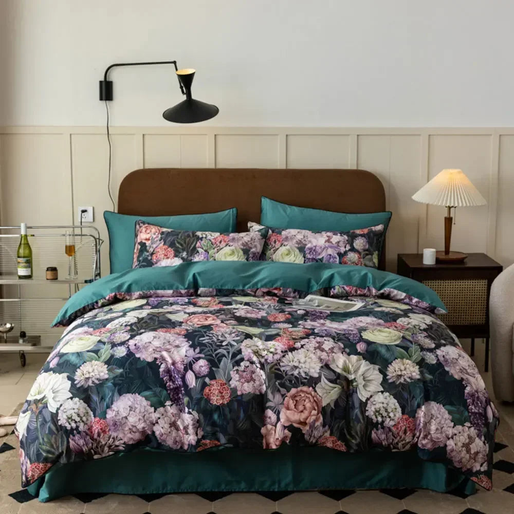 100% Egyptian Cotton 4-Piece Duvet Cover Bedding Set - Duvet Cover with Flat or Fitted Sheet & 2 Pillowcases (Double/Queen/King/AU)