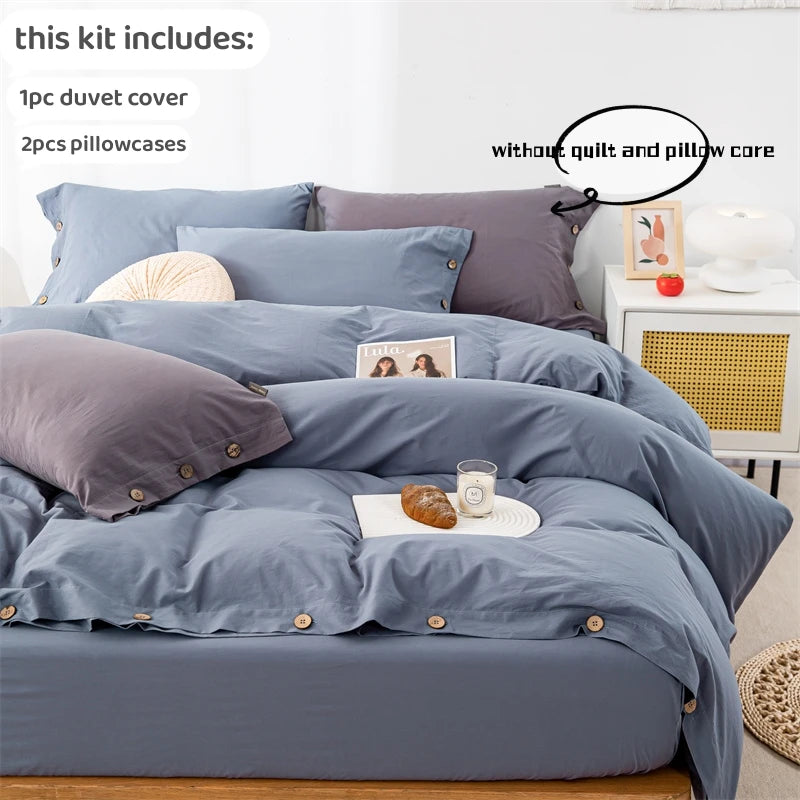 3-Piece 100% Cotton 400TC Twill Duvet Cover Set with 2 Pillowcases – Solid 220×240 cm (86.6×94.5 in)
