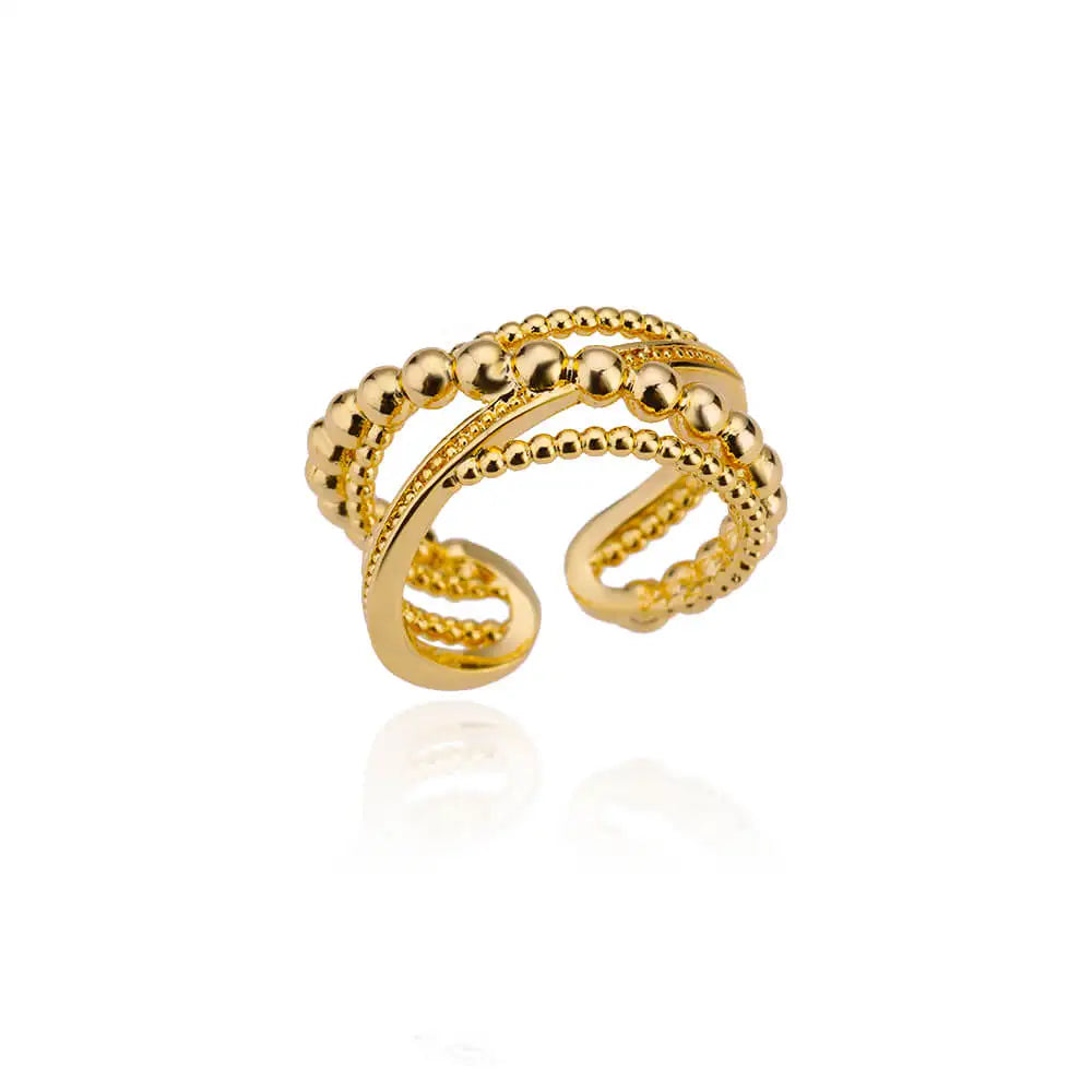 316L Stainless Steel Gold-Tone Women's Ring – Hypoallergenic Classic Tension-Set Wedding & Couple Ring