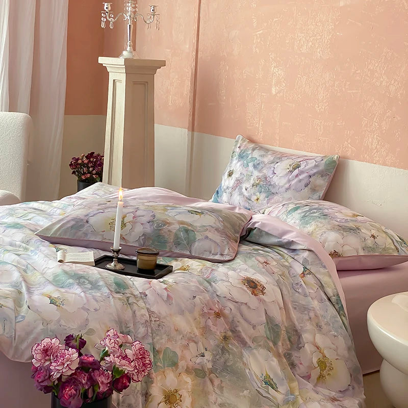 100% Egyptian Cotton 4-Piece Duvet Cover Bedding Set - Duvet Cover with Flat or Fitted Sheet & 2 Pillowcases (Double/Queen/King/AU)