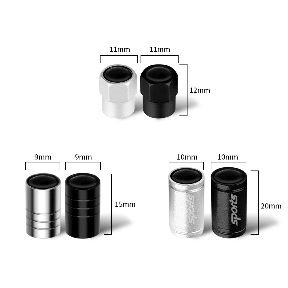 4-Pack Aluminum Tire Valve Stem Caps – Universal Metal Wheel Air Valve Covers