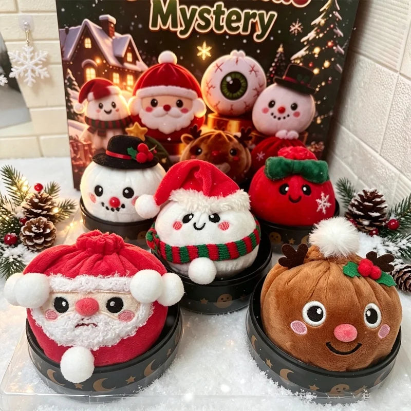 7-Piece Christmas Dumpling Plush Blind Box Set with Mini Steamer Baskets — Stocking Stuffers & Party Favors
