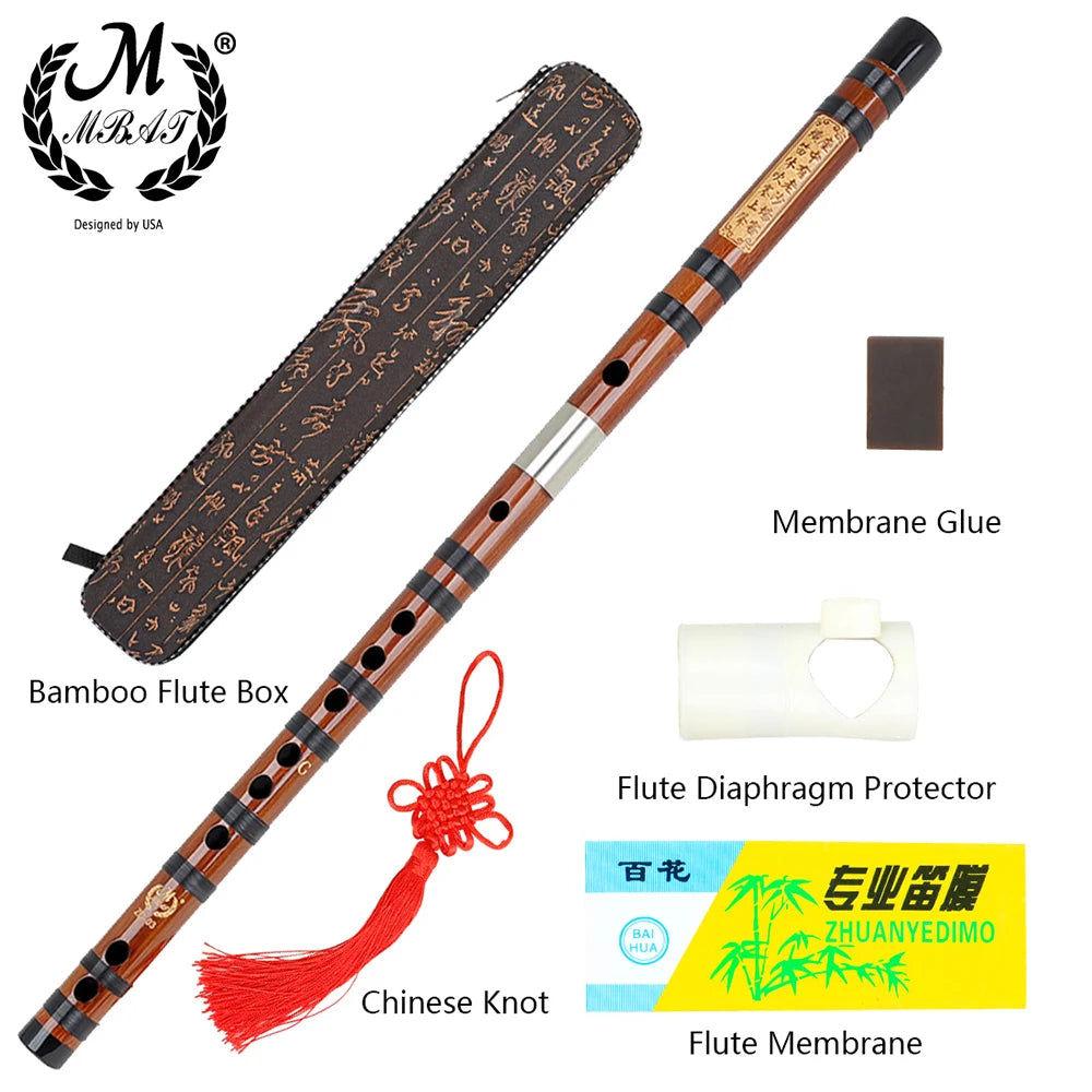 Handmade Bamboo Dizi Flute – 2-Piece Transverse Dizi, 8-Year Air-Dried Bitter Bamboo, Keys C/D/E/F/G, Brass Joint, Case & Membrane Included