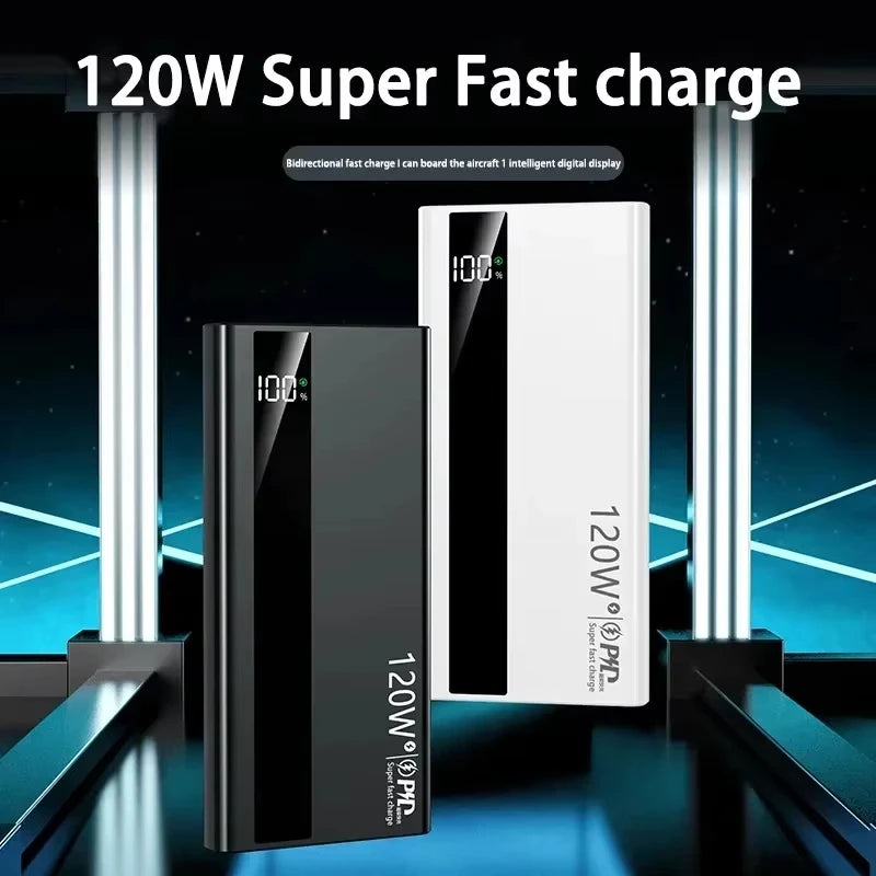 50000mAh 120W Magnetic Wireless Power Bank with LED Display – Portable Fast Charger USB-C/USB-A for iPhone, Samsung, iPad, Android