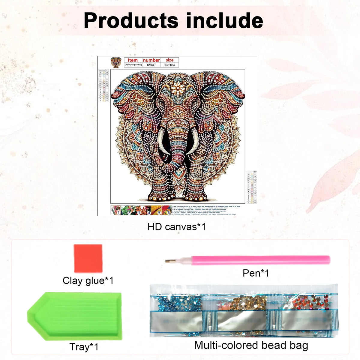 5D DIY Diamond Painting Kit Elephant Pattern view 3