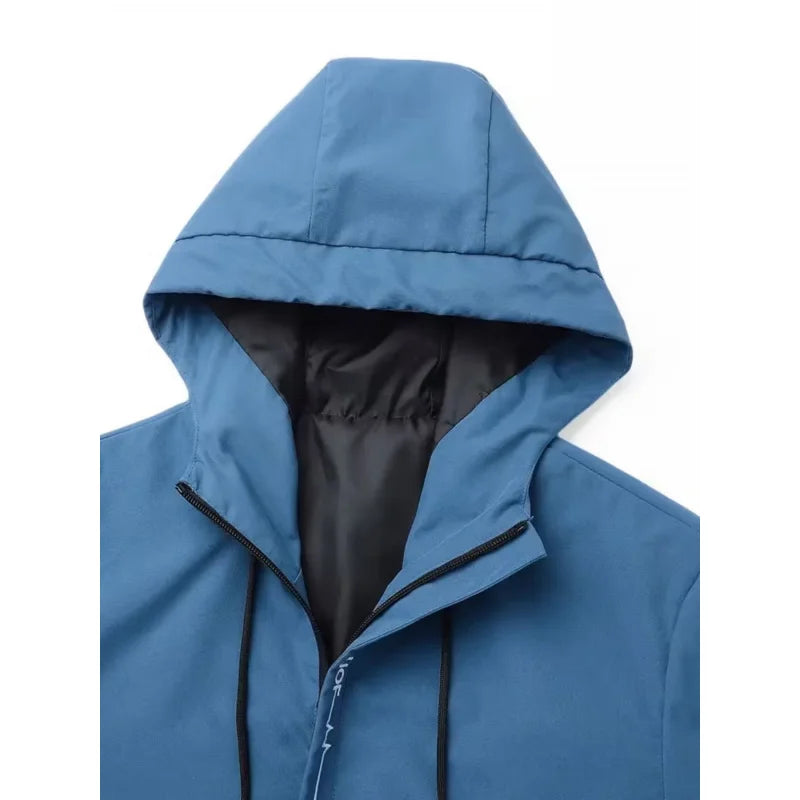 Men's Windproof Waterproof Motorcycle Jacket Loose-Fit Printed Zippered Jacket