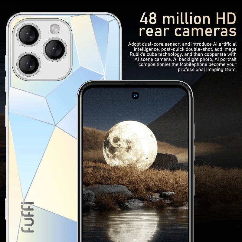 Android 4G LTE Smartphone, 5300mAh, 12GB RAM 512GB ROM, 6.56 in (16.7 cm) OLED 1080x2640, 48MP+24MP Triple Camera, MTK Deca-Core