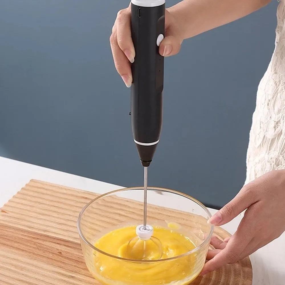 Portable Electric Whisk 2 in 1 Milk Frother and Mixer USB Easy to Clean