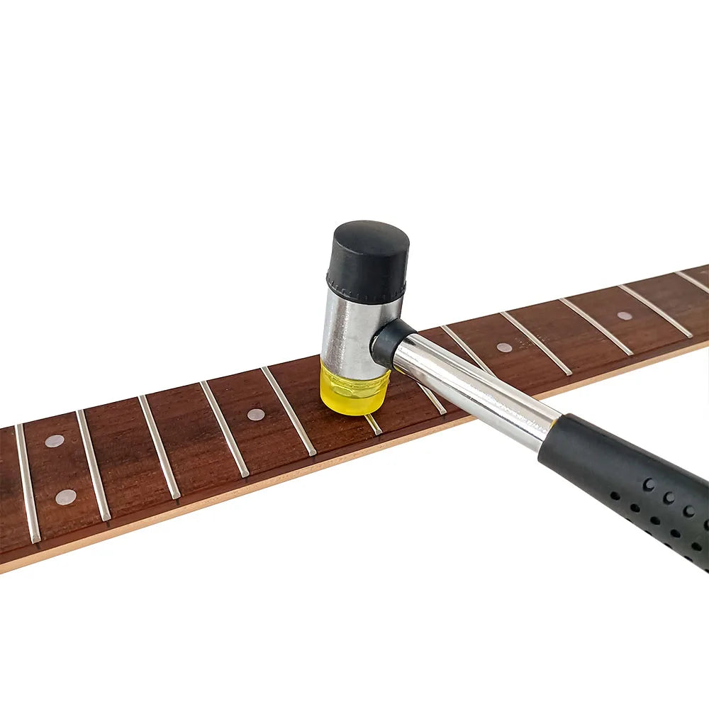 Double-Headed Rubber Fret Hammer for Guitar, Bass, Ukulele & Mandolin — Luthier Repair Tool with Replaceable Heads