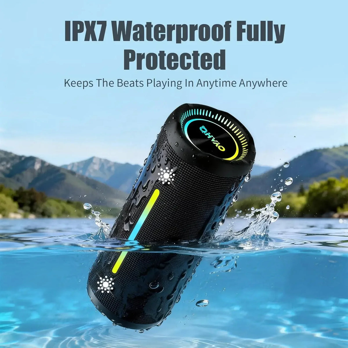 35W Bluetooth Speaker with LED Lights IPX7 Waterproof Portable HiFi Speaker with Bass Boost & TWS Wireless Stereo for Home, Outdoor & Travel