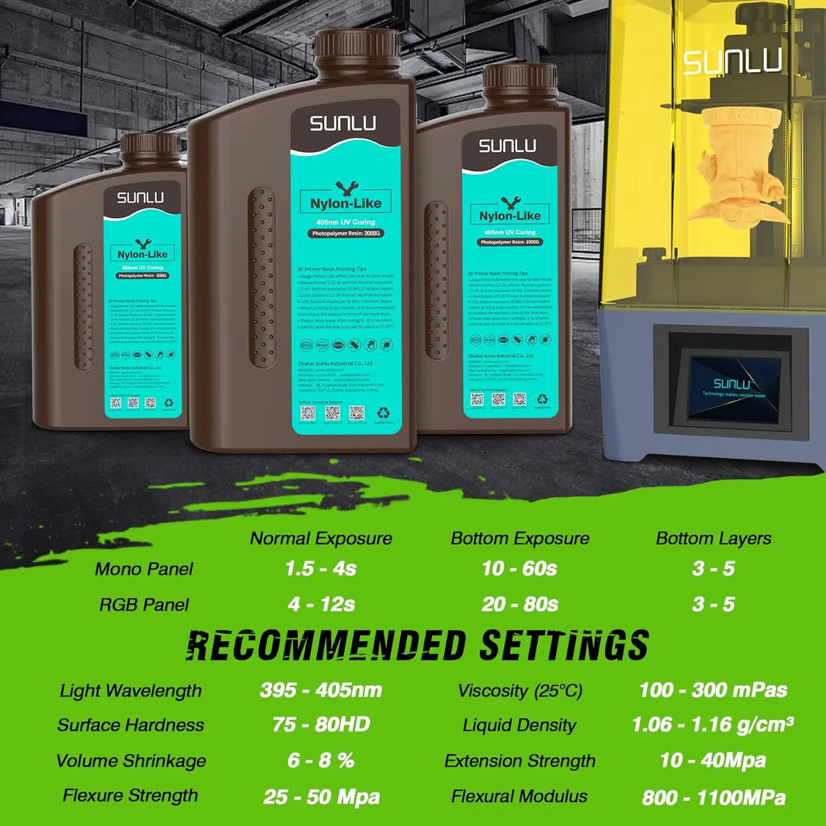 2KG 405nm UV 3D Printer Resin – Nylon-Like, High-Toughness & High-Temperature for SLA DLP LCD Printers