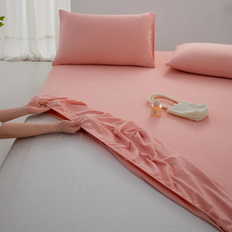 100% Cotton Fitted Sheet – Soft Breathable Deep Pocket Mattress Cover with Elastic Edge (Single, Double, Queen, King)