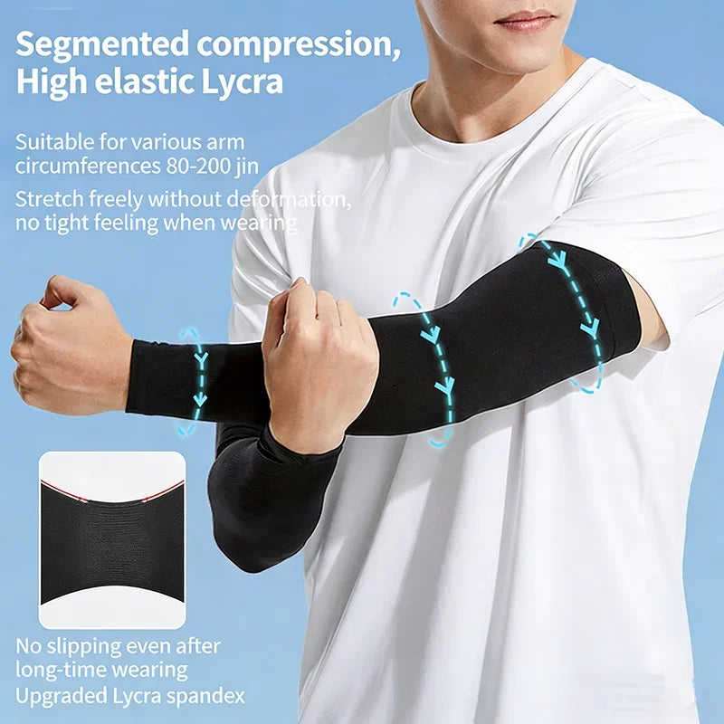 Cooling Ice Fabric Arm Sleeves - Sun Protective Sleeves for Running & Cycling - Unisex