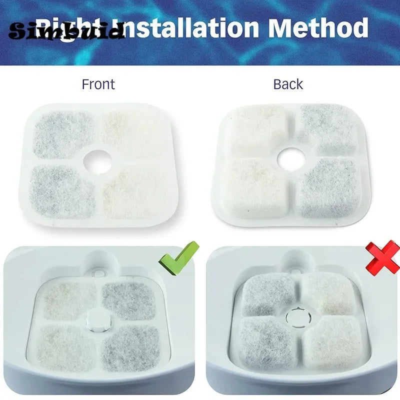 6/12-Pack Activated Carbon Replacement Filters for Cat & Dog Drinking Fountains, Pet Water Dispenser Filters