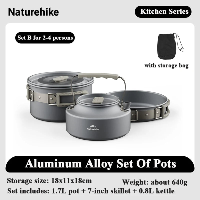 4-7 Person Camping Cookware Set - Lightweight Aluminum Pot Set for Outdoor Picnic & Backpacking