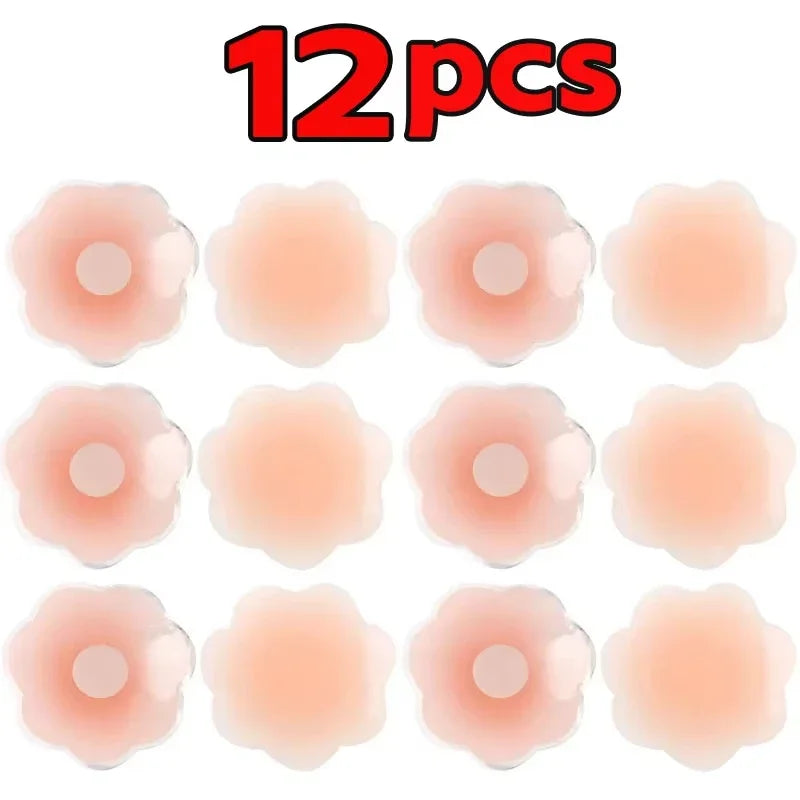 2/6/12-Pack Reusable Self-Adhesive Silicone Nipple Covers Invisible Breast Petals