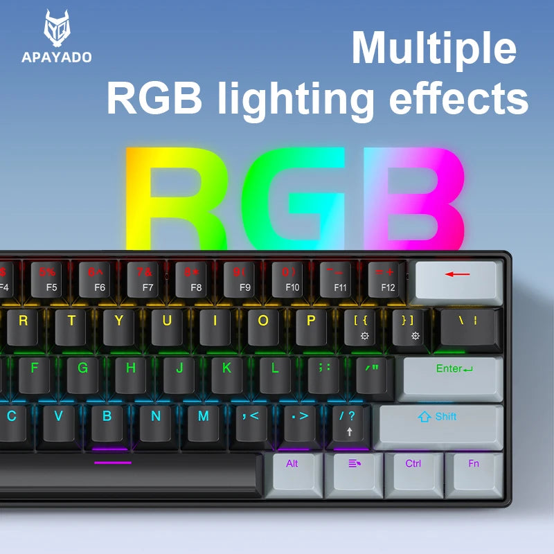 60% 61-Key Mechanical Keyboard Wired RGB – Compact Gaming Keyboard with Red/Blue Switches (Black, White)