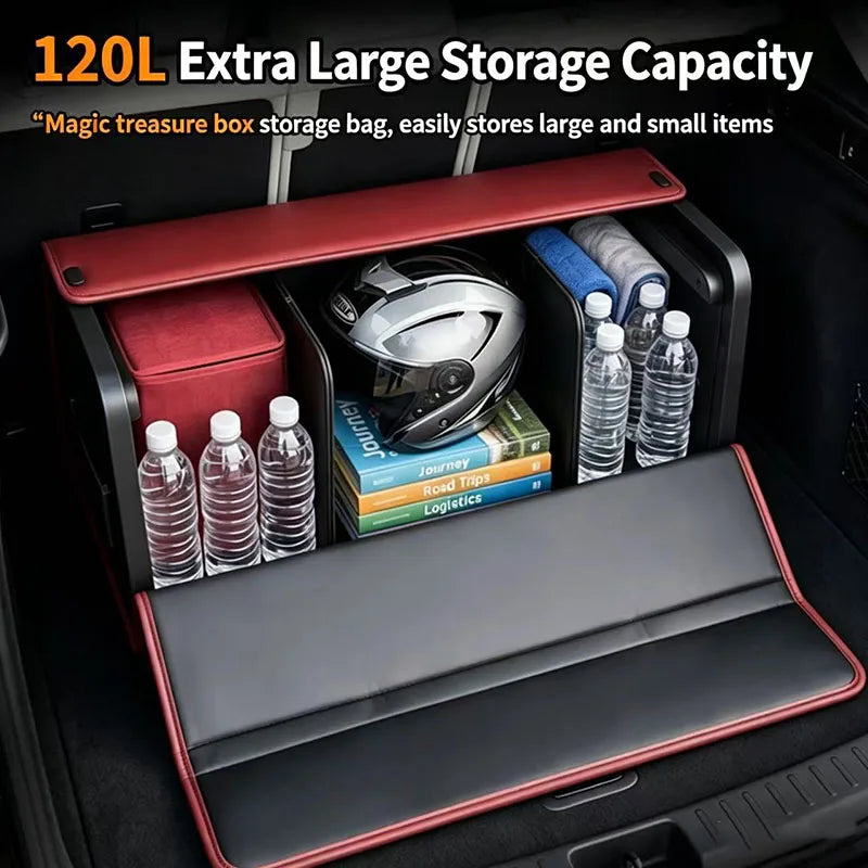 Foldable Nappa Leather Car Trunk Organizer - Large Capacity Multi-Compartment Trunk Storage (S/M/L/XL)
