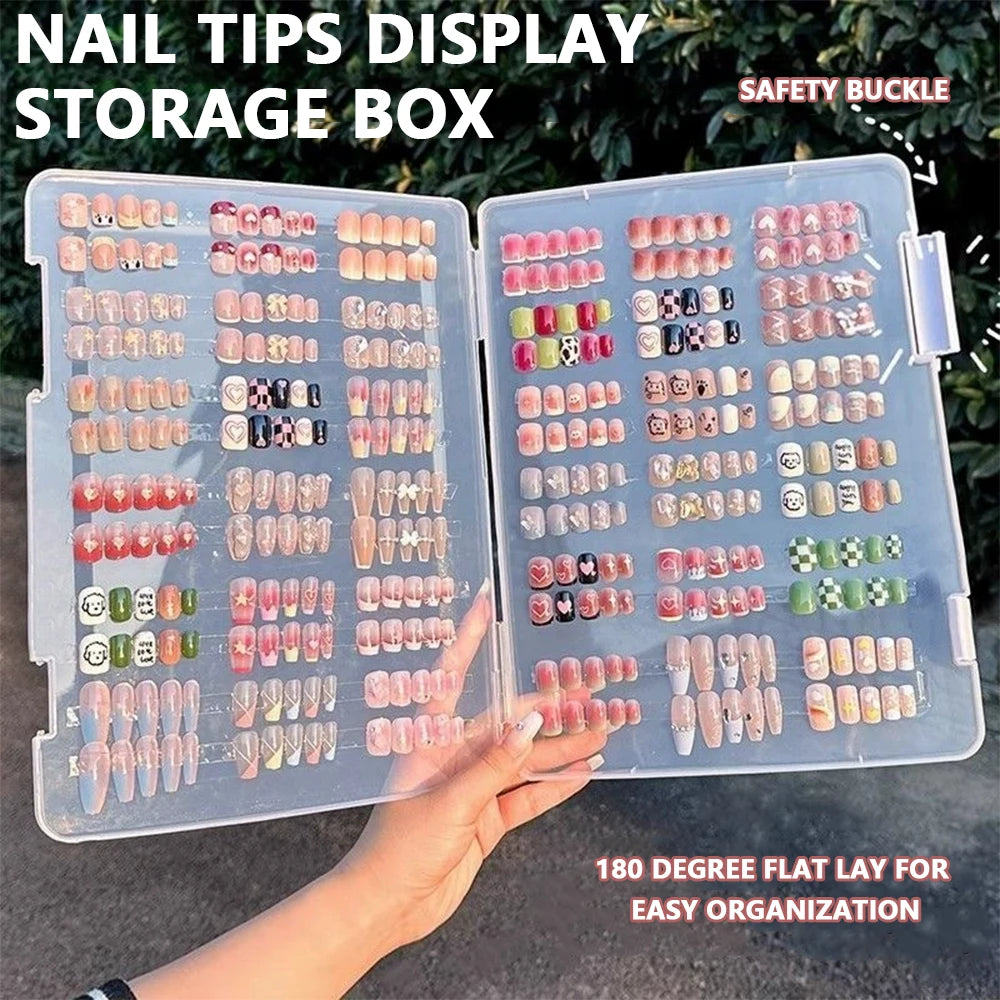 Transparent Portable Press-On Nail Storage Box – Nail Display Case Organizer for Salon & DIY