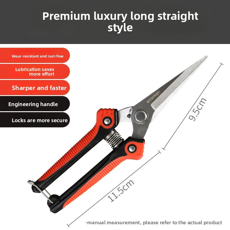 Stainless Steel Bypass Pruning Shears for Fruit Trees, Grapevines & Citrus - Anti-Slip Handle
