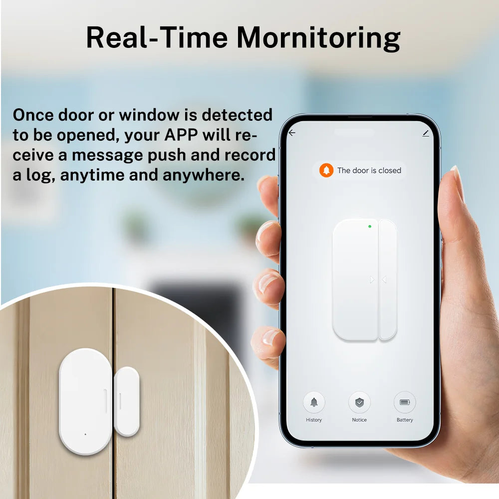 Zigbee 3.0 Door & Window Contact Sensor — Works with Home Assistant ZHA, Zigbee2MQTT, Tuya Smart Life (Zigbee Hub Required)
