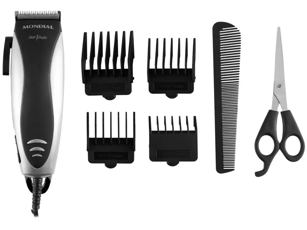 Corded Electric Hair Clipper 110V - Stainless Steel Blades, 4 Guide Combs