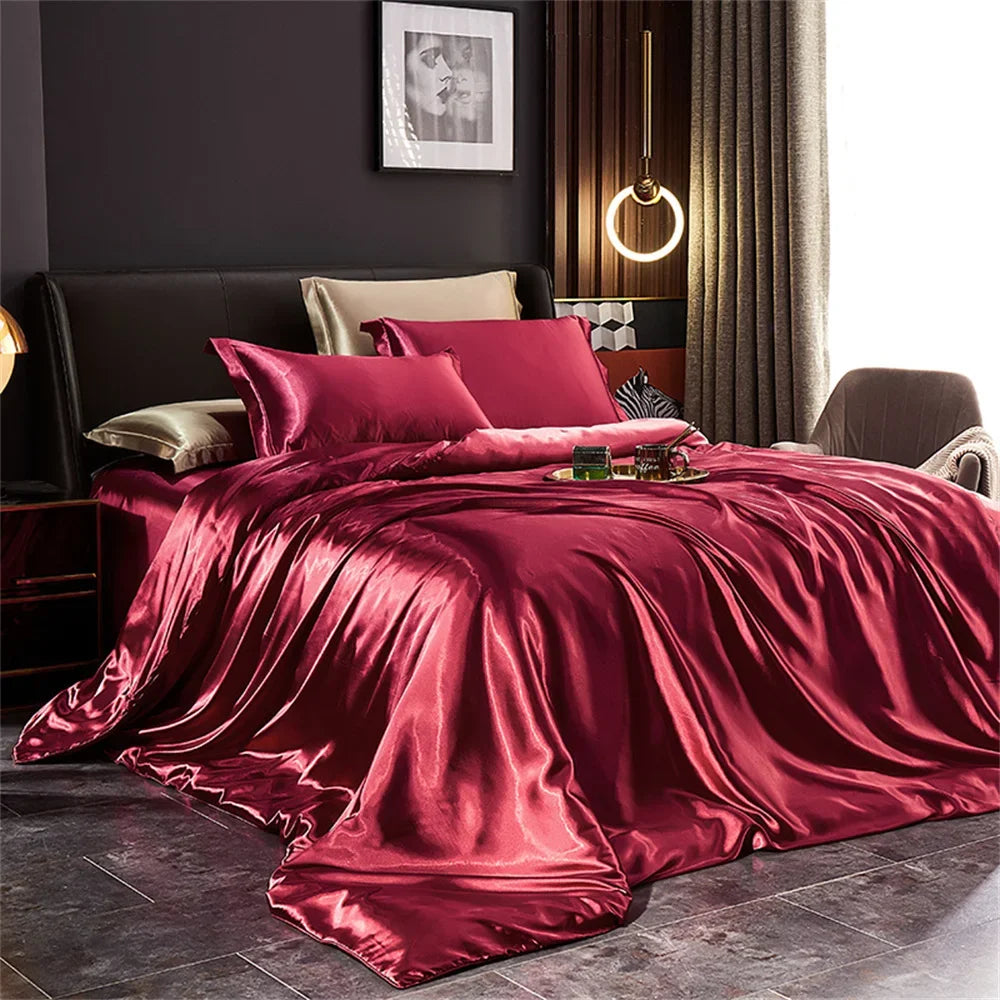 Luxury Silk-Feel Satin Bedding Set - Duvet Cover, Bed Sheet & Pillowcases - Twin/Full/Queen/King (3-5 Pc)