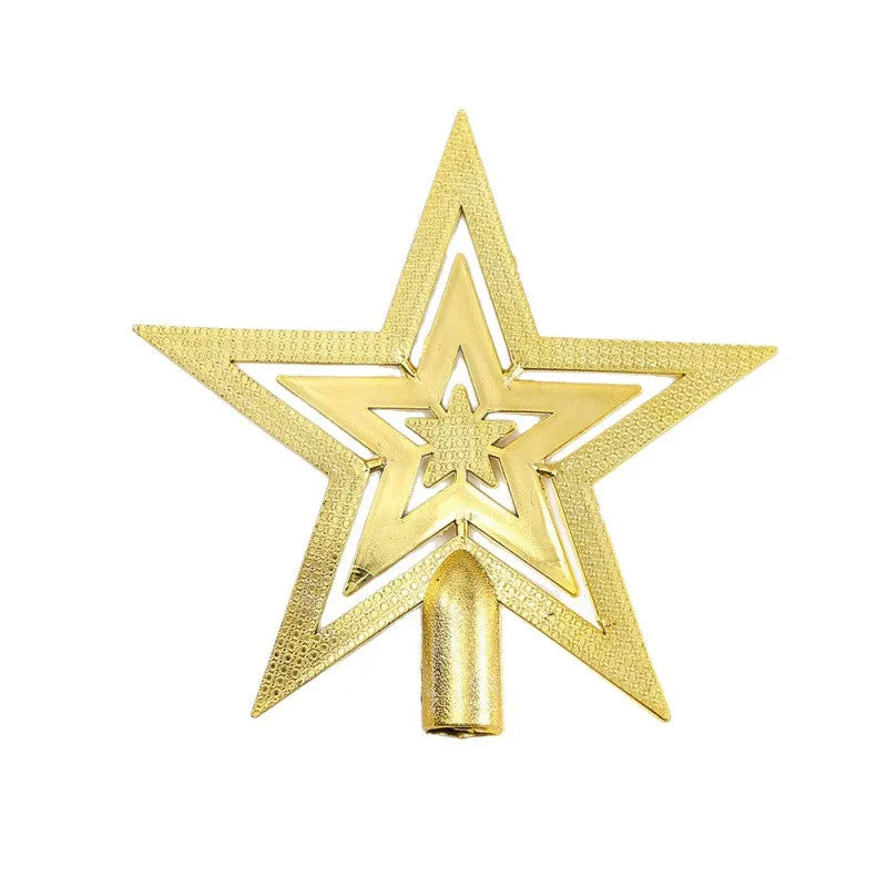 Star Christmas Tree Topper Gold & Red Shimmer 4 in / 8 in (10 / 20 cm) Holiday Tree Decoration