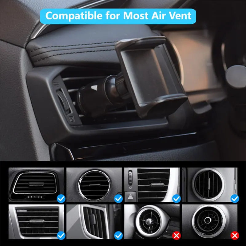 Universal 360° Rotating Car Air Vent Phone Holder Clip Mount for Smartphones
