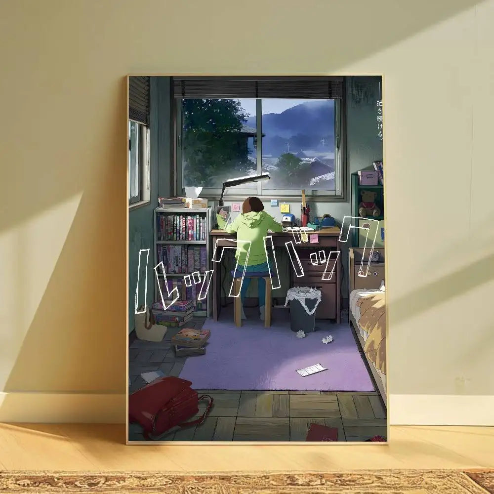 Anime Look Back Poster Removable Waterproof Sticky Wall Art Aesthetic Decor for Living Room Bedroom Bar