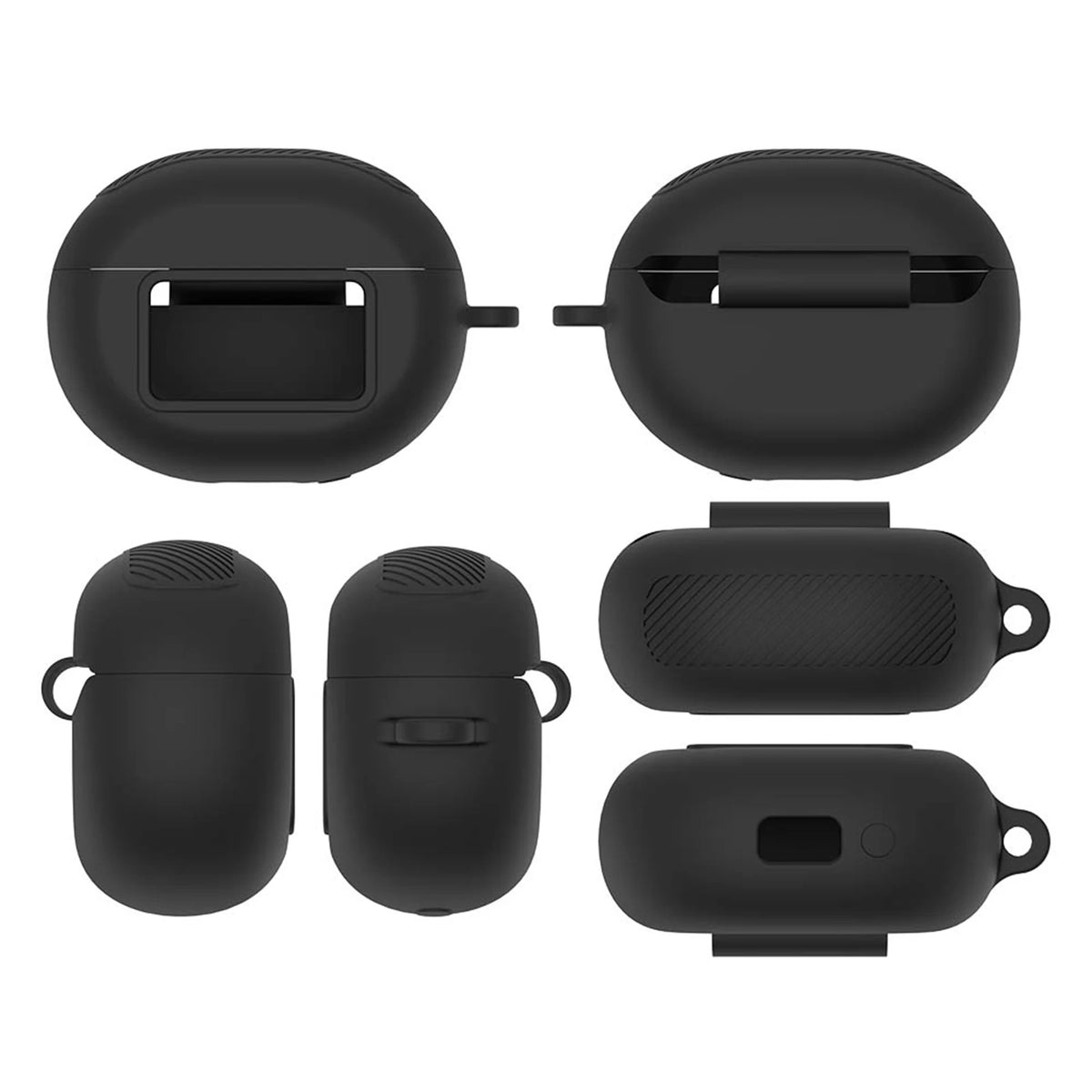 Silicone Shockproof Earbud Case with Carabiner - Anti‑Slip Protective Cover for True Wireless Charging Case
