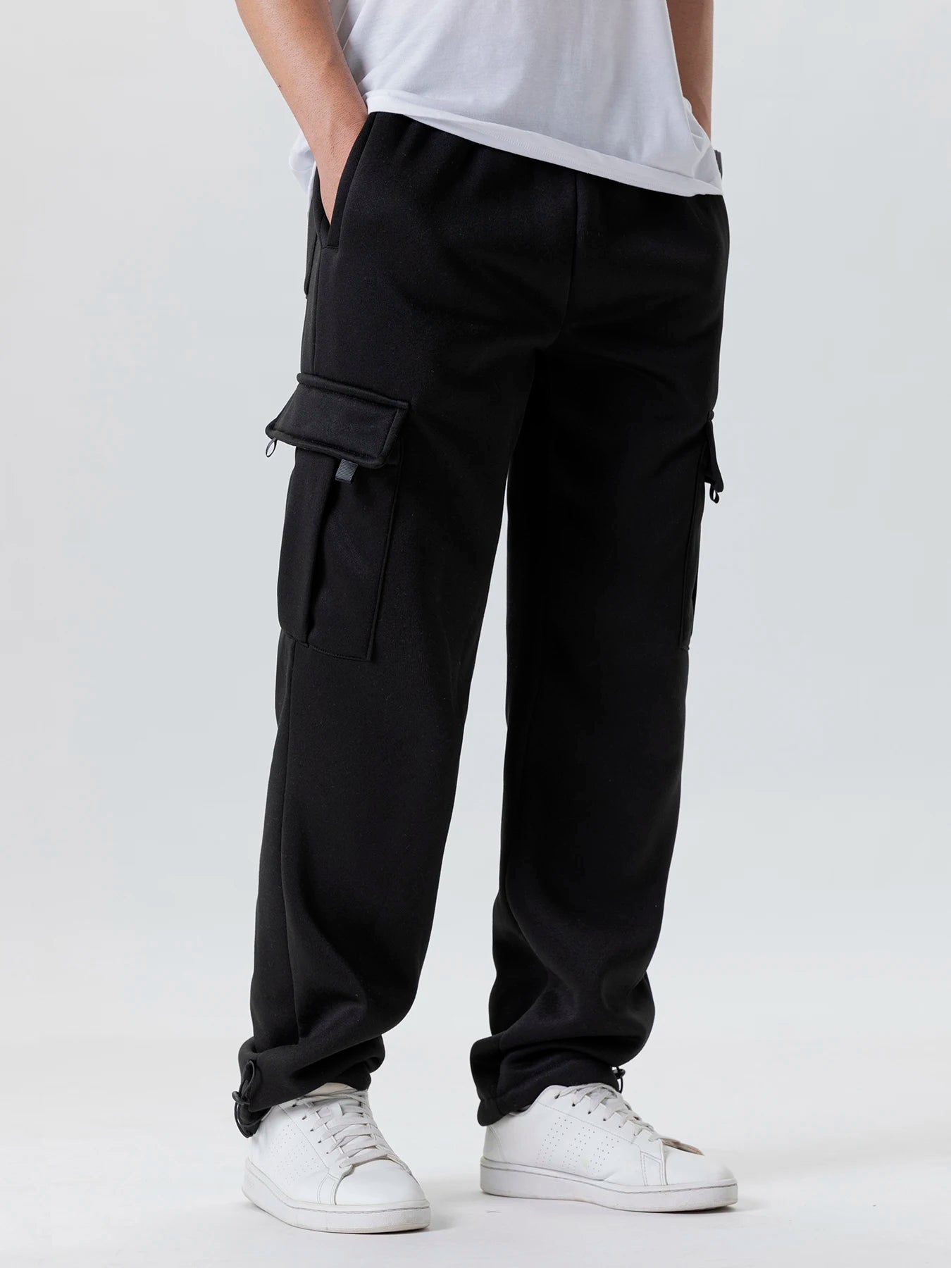 Men's Multi-Pocket Jogger Sweatpants – Drawstring Straight Fit Ankle-Length Running & Gym Pants, Loose Casual