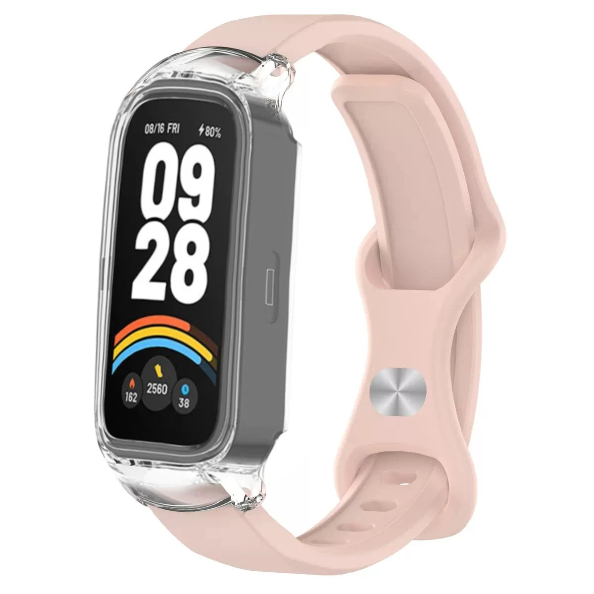 Silicone Watch Band and PC Protective Case for Smart Fitness Trackers - Unisex Replacement Strap