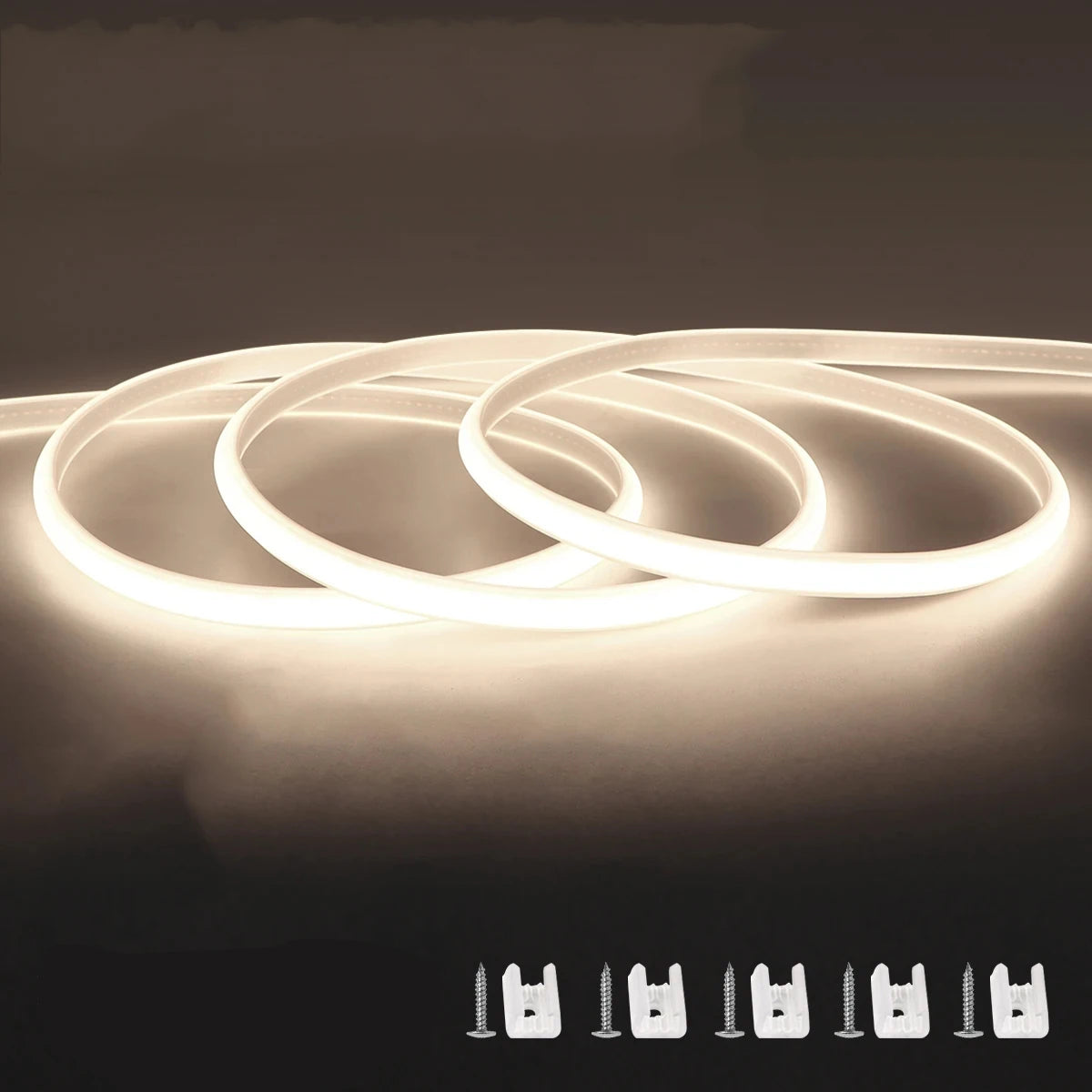 COB LED Strip Light 288 LEDs/m (≈88 LEDs/ft) IP67 Waterproof 110V/220V with EU & US Plug and Inline Switch - Warm/Neutral/Cool White