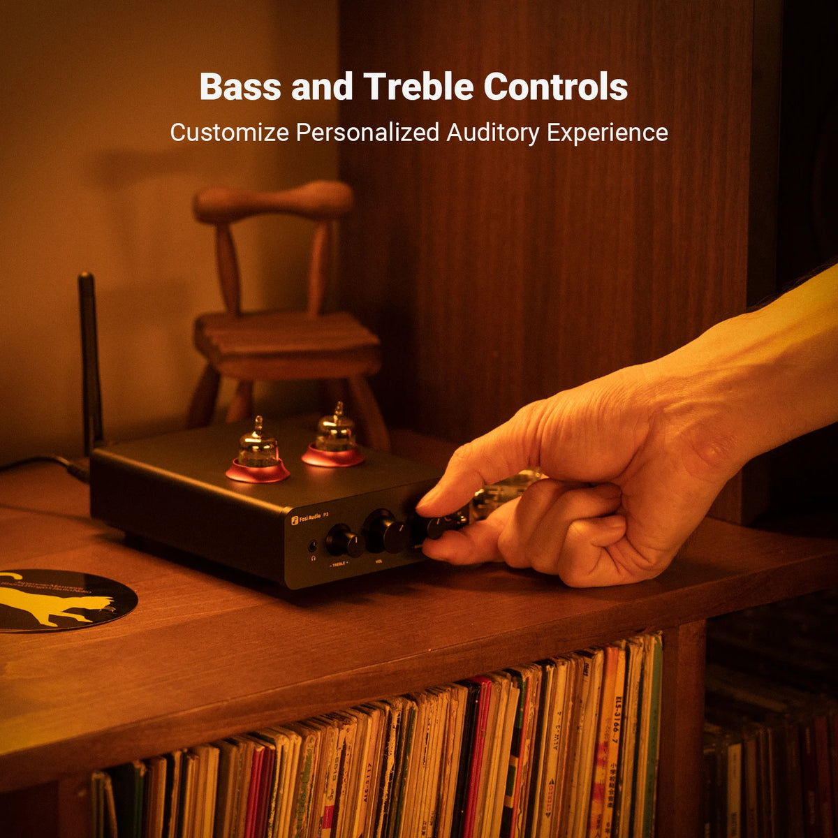 Bluetooth Tube Preamplifier HiFi Stereo Valve Vacuum Amplifier with Treble & Bass Tone Control, RCA & Headphone Outputs