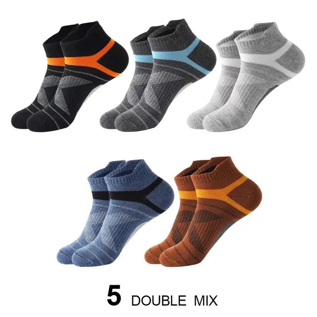 5-Pack Men’s Breathable Cotton Ankle Socks – Summer Casual Running Sports Socks, Sizes 38–45