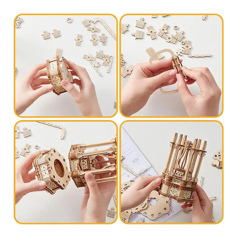 3D Wooden Villa Castle Puzzle Kit with LED Light - DIY House Model & Desktop Decoration Gift for Teens & Adults