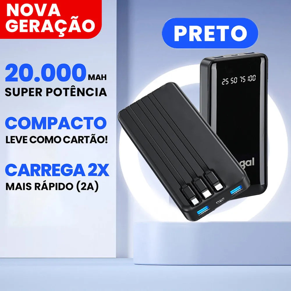 20000mAh Portable Power Bank with LED Flashlight & Digital Display Fast Charging (USB-C / Micro USB)