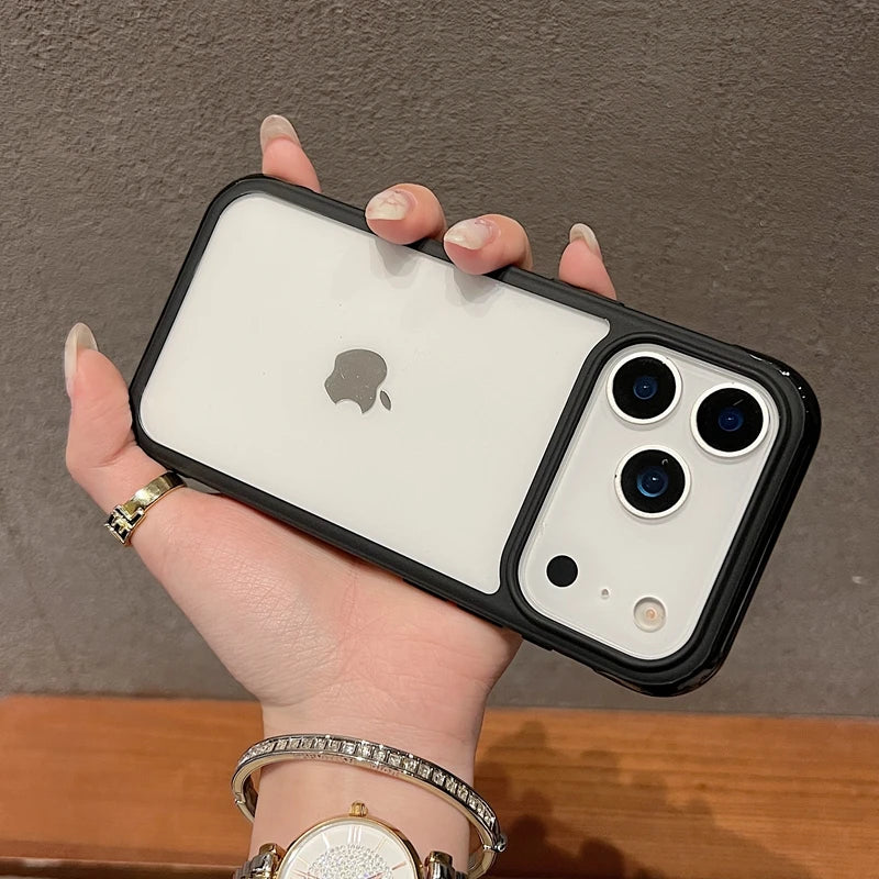 Transparent Acrylic Shockproof Bumper Case for iPhone 13/14/15/16/17/18 Pro Max - Clear Back Cover