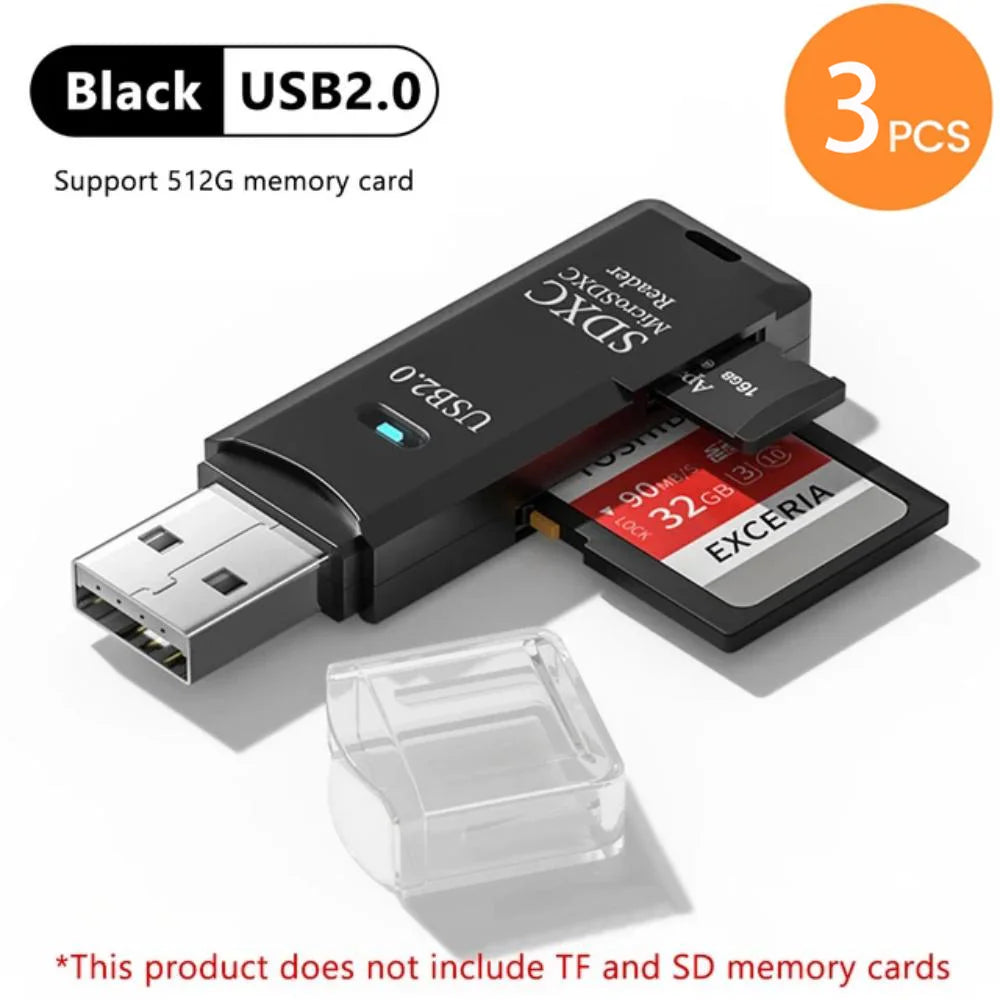 USB 3.0 2-in-1 Multi-Function Card Reader Micro SD TF & USB Flash Drive Adapter for PC Laptop