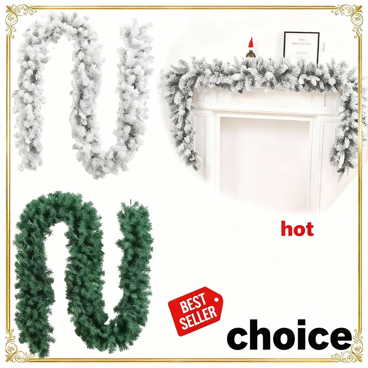 Berry Christmas Garland - Artificial Holiday Garland with Berries for Indoor & Outdoor, 6 ft (1.8 m) or 9 ft (2.7 m)